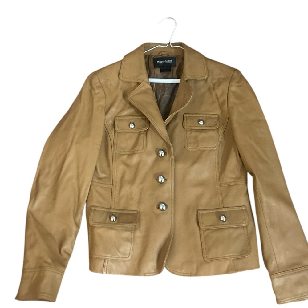 Brandon Thomas Tan Leather Jacket-size L- GREAT CONDITION! Caramel/Tan color